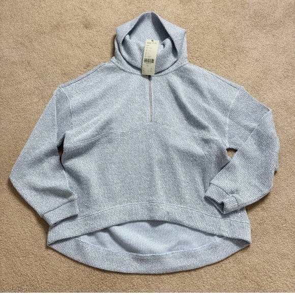 NWT Sweaty Betty Sweatshirt Restful Boucle Half Zip Sweatshirt Salt Blue Large - Picture 14 of 16